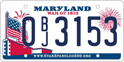 MD license plate 0BJ3153
