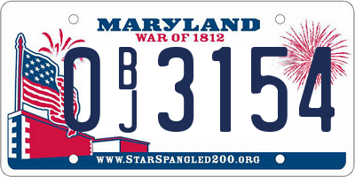 MD license plate 0BJ3154