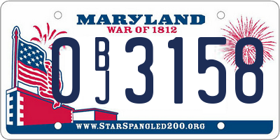 MD license plate 0BJ3158