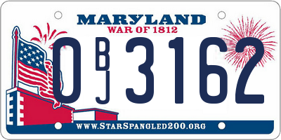 MD license plate 0BJ3162
