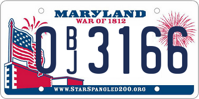 MD license plate 0BJ3166