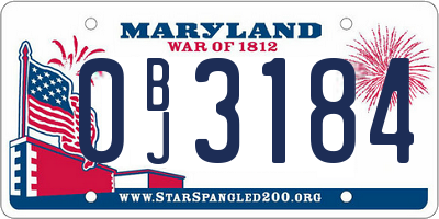 MD license plate 0BJ3184