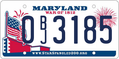 MD license plate 0BJ3185