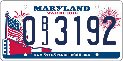 MD license plate 0BJ3192