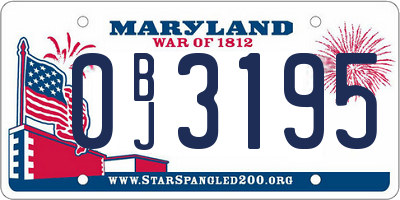 MD license plate 0BJ3195