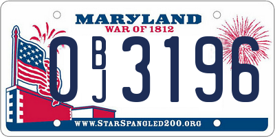 MD license plate 0BJ3196