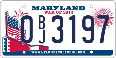 MD license plate 0BJ3197