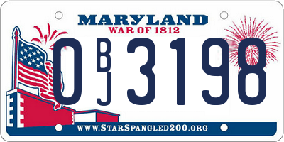 MD license plate 0BJ3198