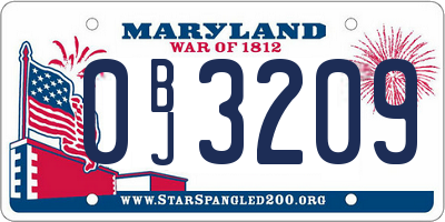 MD license plate 0BJ3209