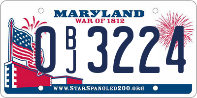MD license plate 0BJ3224