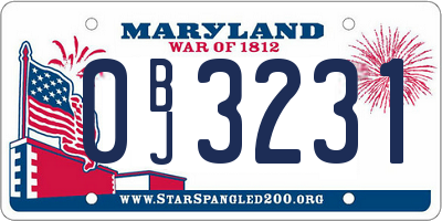 MD license plate 0BJ3231