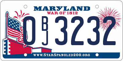 MD license plate 0BJ3232