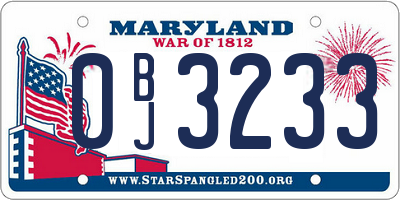 MD license plate 0BJ3233