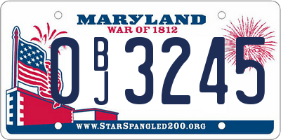 MD license plate 0BJ3245
