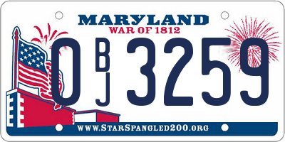 MD license plate 0BJ3259