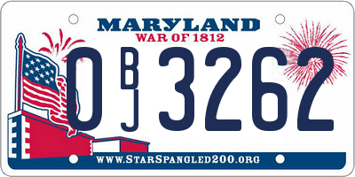 MD license plate 0BJ3262