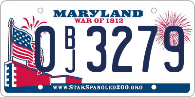 MD license plate 0BJ3279