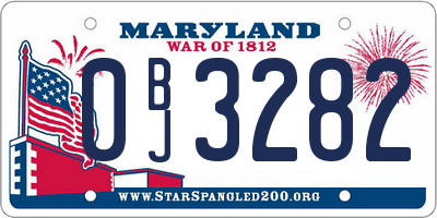 MD license plate 0BJ3282