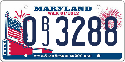 MD license plate 0BJ3288