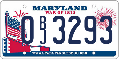MD license plate 0BJ3293