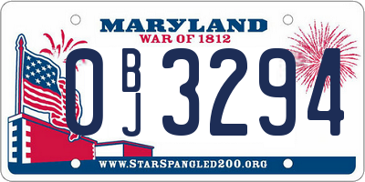 MD license plate 0BJ3294