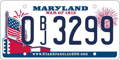 MD license plate 0BJ3299