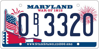 MD license plate 0BJ3320