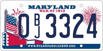 MD license plate 0BJ3324