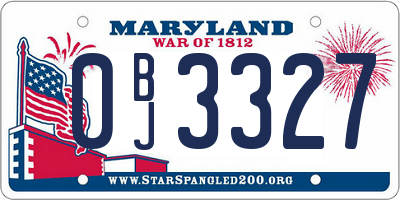 MD license plate 0BJ3327