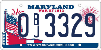 MD license plate 0BJ3329
