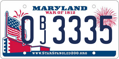 MD license plate 0BJ3335