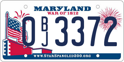 MD license plate 0BJ3372