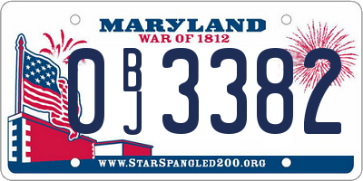 MD license plate 0BJ3382