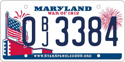 MD license plate 0BJ3384