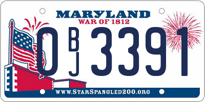 MD license plate 0BJ3391