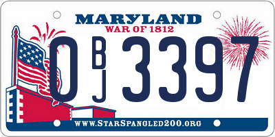 MD license plate 0BJ3397