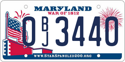 MD license plate 0BJ3440