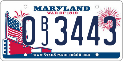 MD license plate 0BJ3443