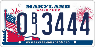 MD license plate 0BJ3444