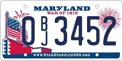 MD license plate 0BJ3452