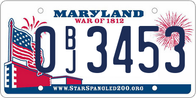 MD license plate 0BJ3453