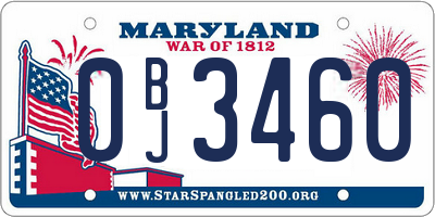 MD license plate 0BJ3460