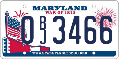 MD license plate 0BJ3466