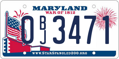 MD license plate 0BJ3471