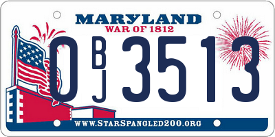 MD license plate 0BJ3513