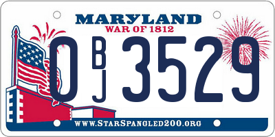 MD license plate 0BJ3529