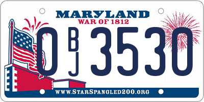 MD license plate 0BJ3530