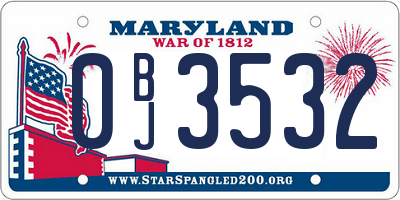MD license plate 0BJ3532