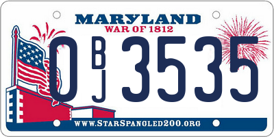 MD license plate 0BJ3535