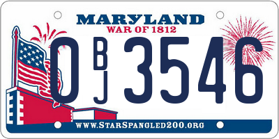 MD license plate 0BJ3546